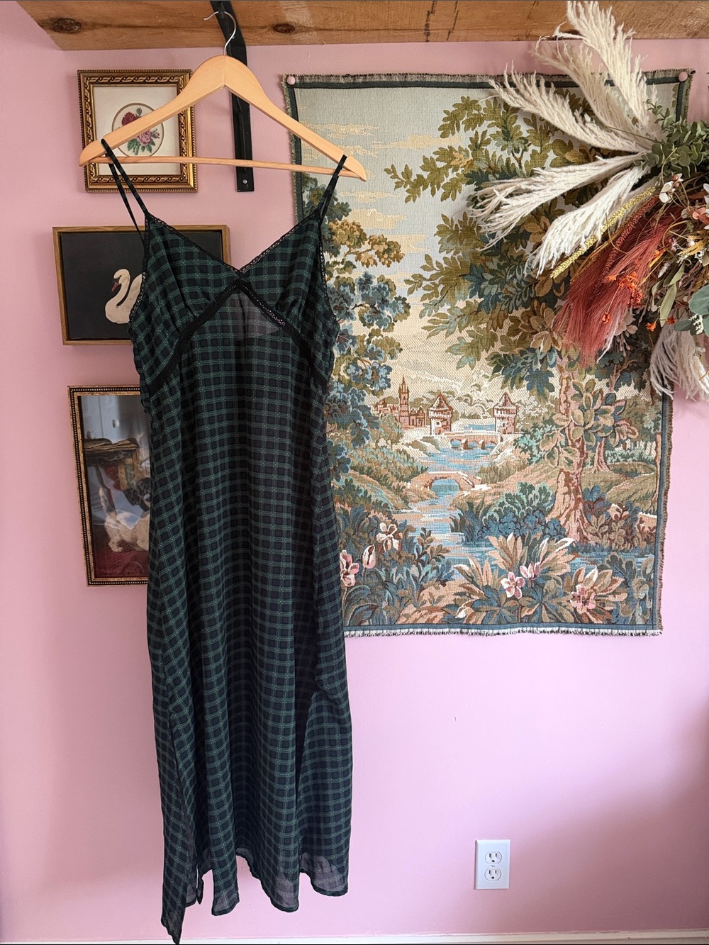 Denim & Supply by Ralph Lauren Green Plaid Slip Dress - Lightweight Strappy Midi